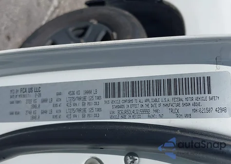 2020 Ram 2500 Big Horn 4X4 6'4 Box z USA, uszkodzony, nr VIN 3C6UR5DL4LG159992